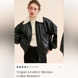 WeWoreWhat vegan leather bomber jacket Sherpa collar oversized large black